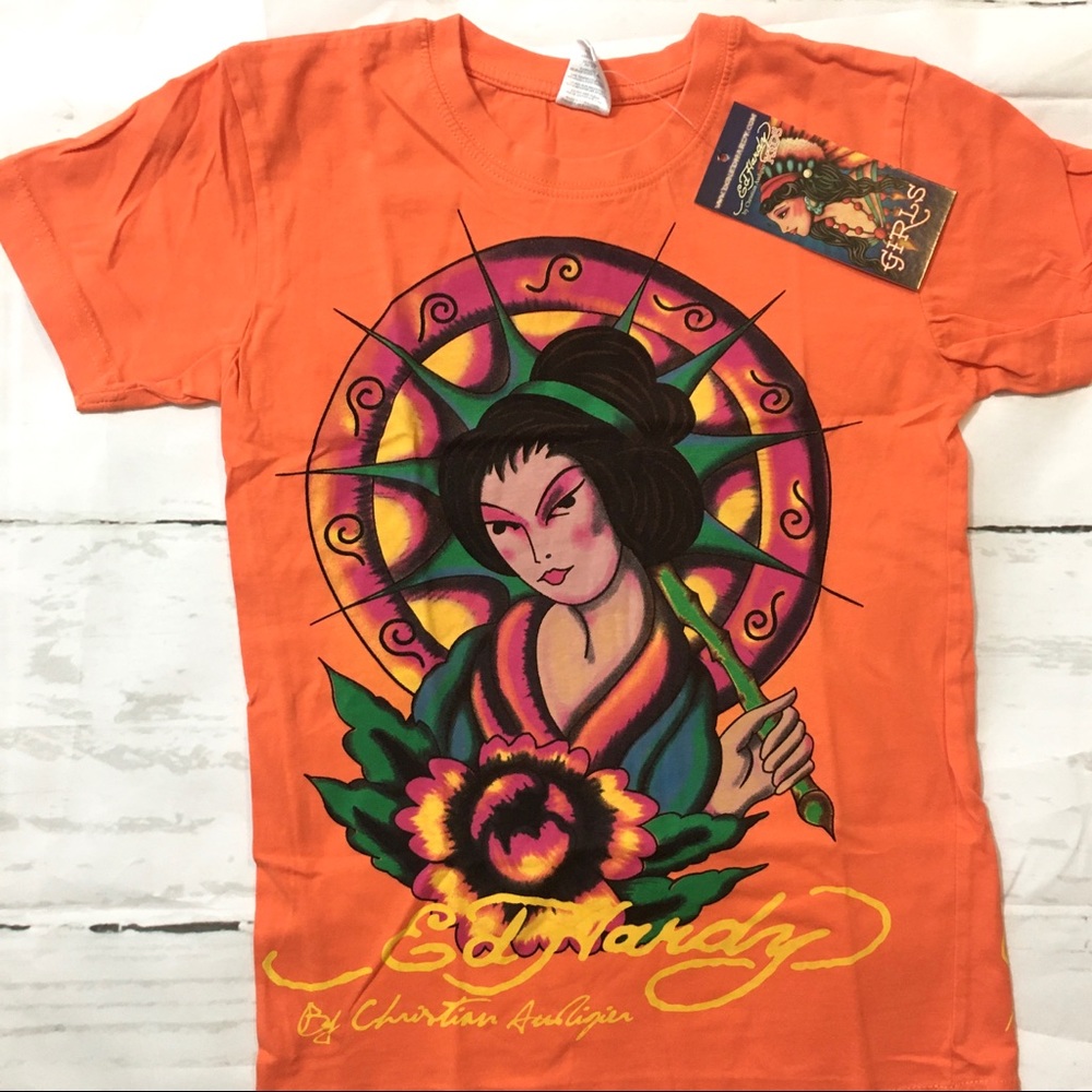 New ED Hardy Girl’s Short Sleeve Graphic T-Shirt - Picture 1 of 8